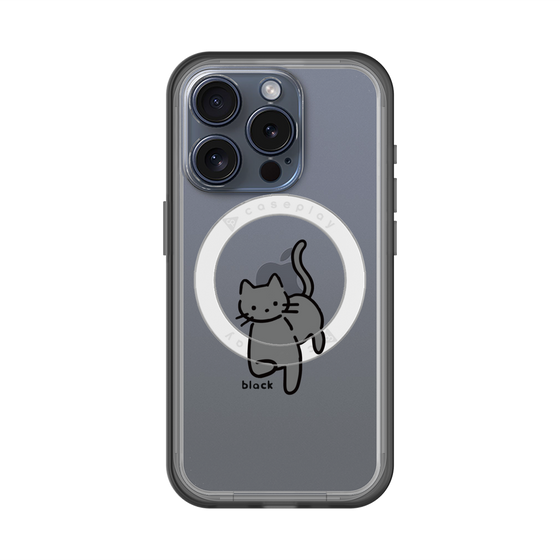 スリムプロテクションプレミアムケース with MagSafe［ オリジナル - CASEPLAYネコ - black ］