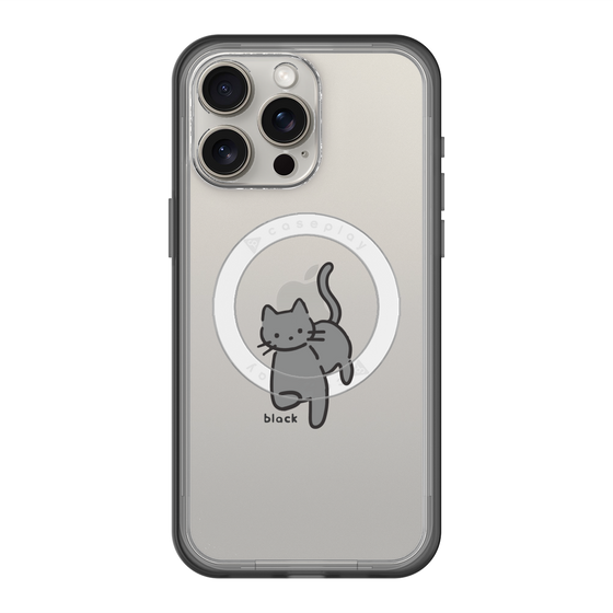 スリムプロテクションプレミアムケース with MagSafe［ オリジナル - CASEPLAYネコ - black ］