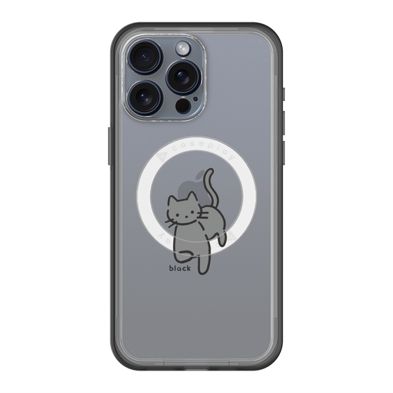スリムプロテクションプレミアムケース with MagSafe［ オリジナル - CASEPLAYネコ - black ］