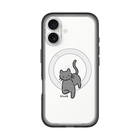 スリムプロテクションプレミアムケース with MagSafe［ オリジナル - CASEPLAYネコ - black ］