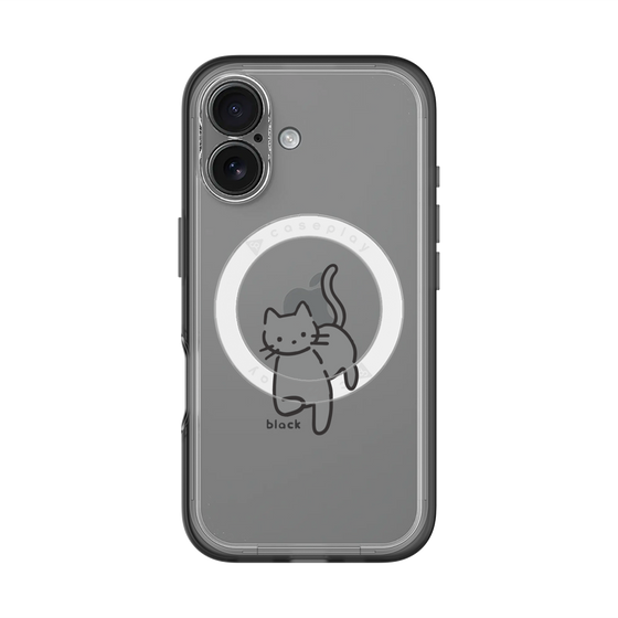 スリムプロテクションプレミアムケース with MagSafe［ オリジナル - CASEPLAYネコ - black ］
