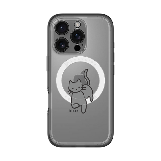 スリムプロテクションプレミアムケース with MagSafe［ オリジナル - CASEPLAYネコ - black ］