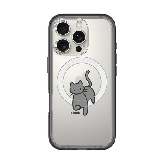 スリムプロテクションプレミアムケース with MagSafe［ オリジナル - CASEPLAYネコ - black ］