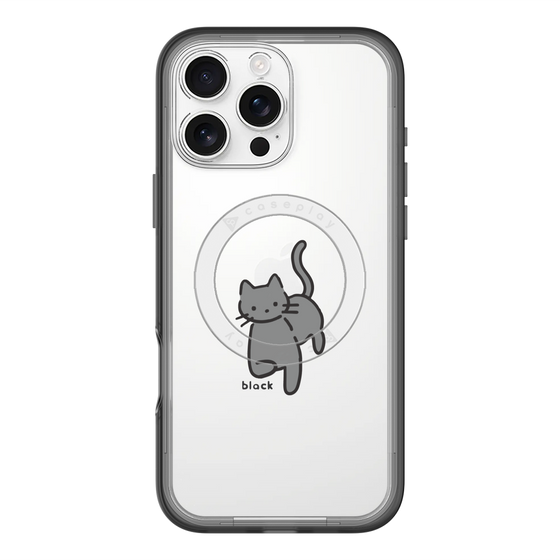スリムプロテクションプレミアムケース with MagSafe［ オリジナル - CASEPLAYネコ - black ］