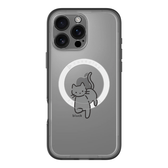 スリムプロテクションプレミアムケース with MagSafe［ オリジナル - CASEPLAYネコ - black ］
