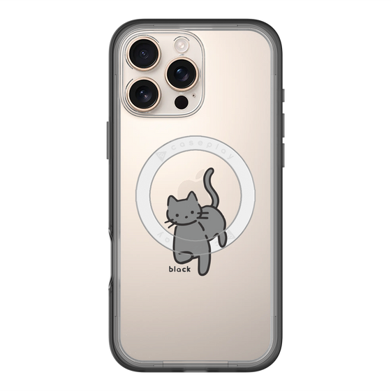 スリムプロテクションプレミアムケース with MagSafe［ オリジナル - CASEPLAYネコ - black ］