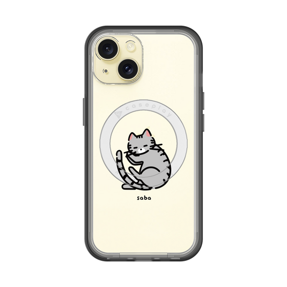 スリムプロテクションプレミアムケース with MagSafe［ オリジナル - CASEPLAYネコ - saba ］