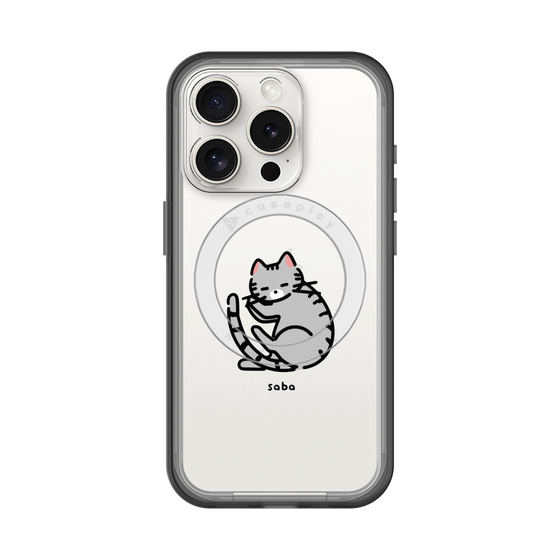 スリムプロテクションプレミアムケース with MagSafe［ オリジナル - CASEPLAYネコ - saba ］