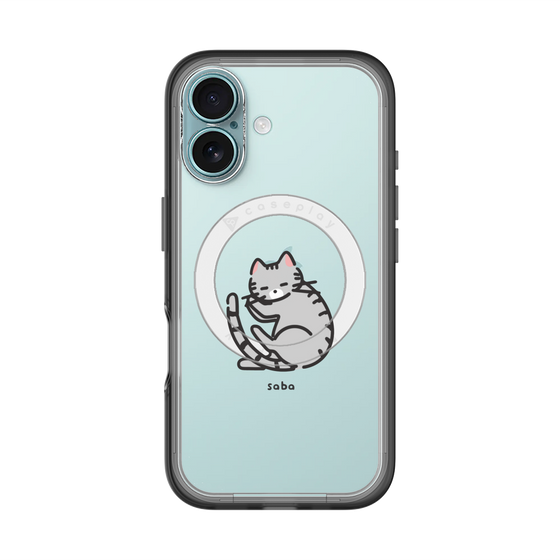 スリムプロテクションプレミアムケース with MagSafe［ オリジナル - CASEPLAYネコ - saba ］