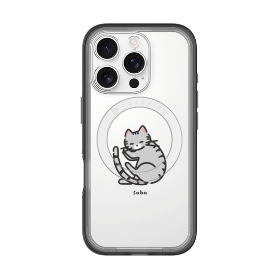 スリムプロテクションプレミアムケース with MagSafe［ オリジナル - CASEPLAYネコ - saba ］