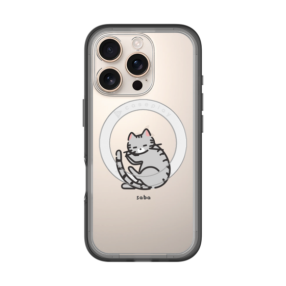 スリムプロテクションプレミアムケース with MagSafe［ オリジナル - CASEPLAYネコ - saba ］