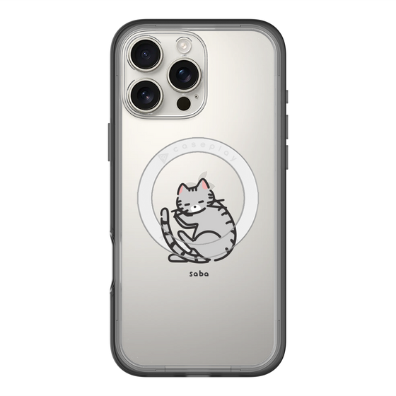 スリムプロテクションプレミアムケース with MagSafe［ オリジナル - CASEPLAYネコ - saba ］