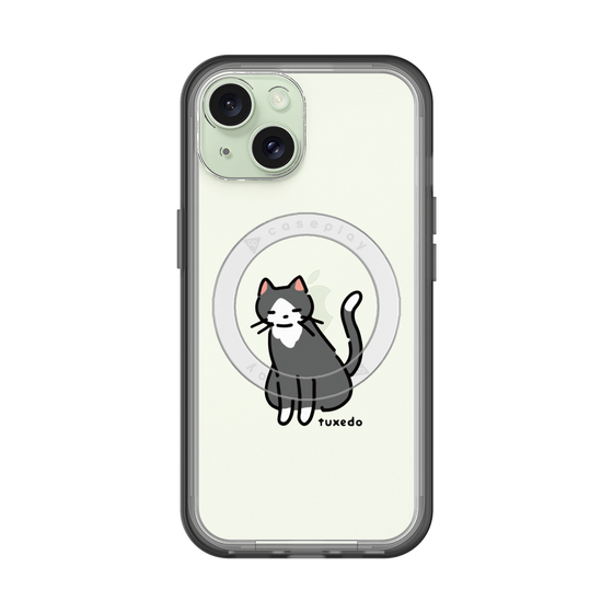 スリムプロテクションプレミアムケース with MagSafe［ オリジナル - CASEPLAYネコ - tuxedo ］
