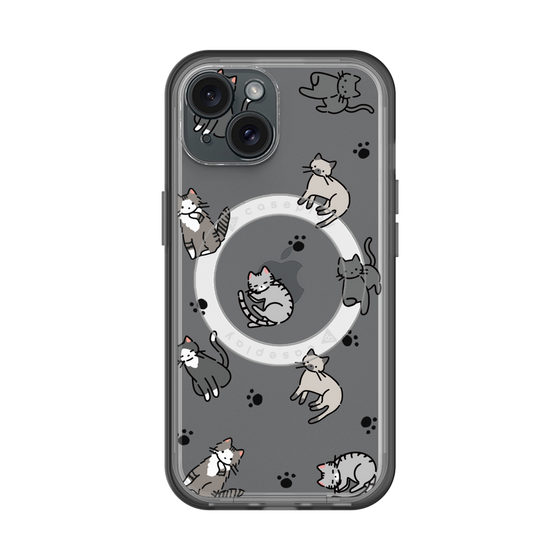 スリムプロテクションプレミアムケース with MagSafe［ オリジナル - CASEPLAYネコ総柄 - color ］