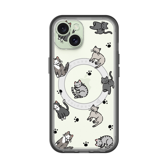 スリムプロテクションプレミアムケース with MagSafe［ オリジナル - CASEPLAYネコ総柄 - color ］