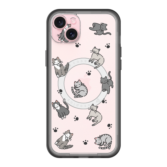 スリムプロテクションプレミアムケース with MagSafe［ オリジナル - CASEPLAYネコ総柄 - color ］