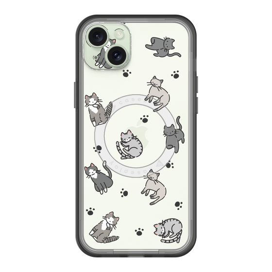 スリムプロテクションプレミアムケース with MagSafe［ オリジナル - CASEPLAYネコ総柄 - color ］