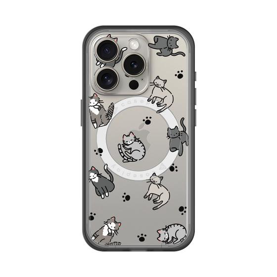 スリムプロテクションプレミアムケース with MagSafe［ オリジナル - CASEPLAYネコ総柄 - color ］