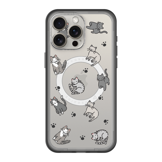 スリムプロテクションプレミアムケース with MagSafe［ オリジナル - CASEPLAYネコ総柄 - color ］