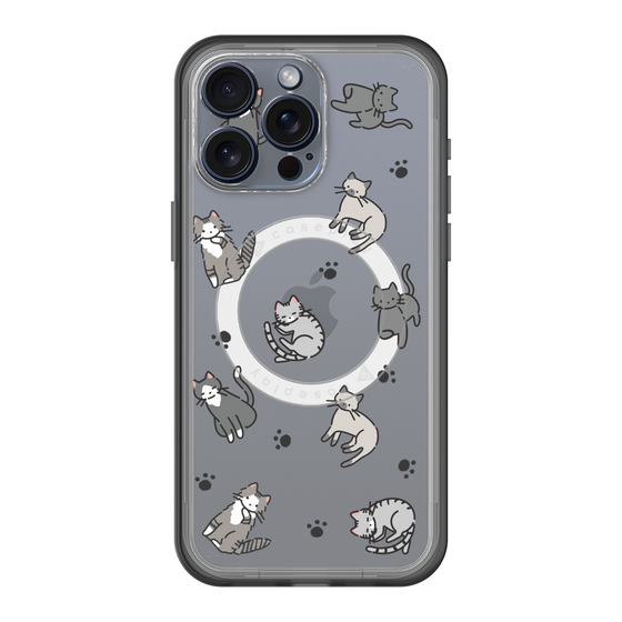 スリムプロテクションプレミアムケース with MagSafe［ オリジナル - CASEPLAYネコ総柄 - color ］