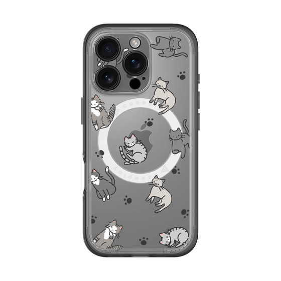 スリムプロテクションプレミアムケース with MagSafe［ オリジナル - CASEPLAYネコ総柄 - color ］
