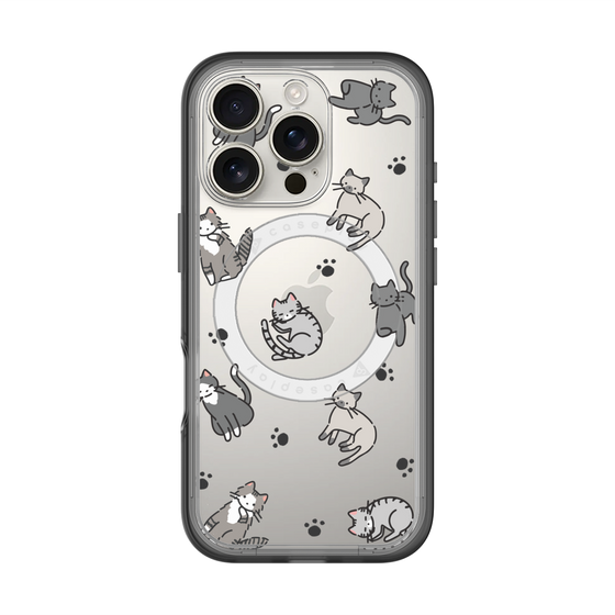 スリムプロテクションプレミアムケース with MagSafe［ オリジナル - CASEPLAYネコ総柄 - color ］