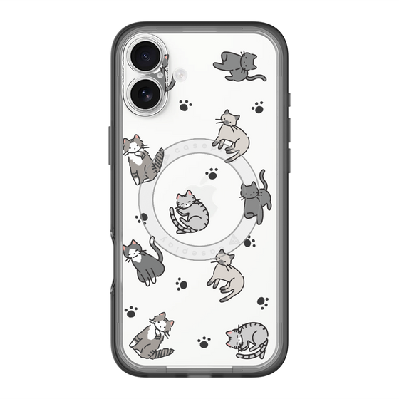 スリムプロテクションプレミアムケース with MagSafe［ オリジナル - CASEPLAYネコ総柄 - color ］