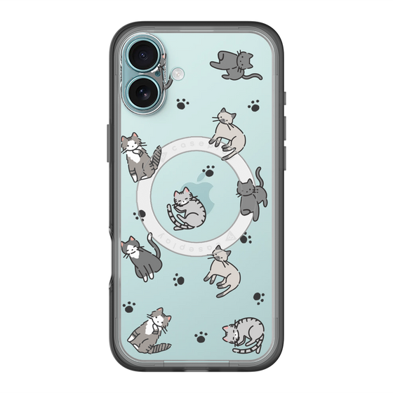 スリムプロテクションプレミアムケース with MagSafe［ オリジナル - CASEPLAYネコ総柄 - color ］