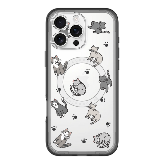 スリムプロテクションプレミアムケース with MagSafe［ オリジナル - CASEPLAYネコ総柄 - color ］