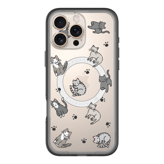スリムプロテクションプレミアムケース with MagSafe［ オリジナル - CASEPLAYネコ総柄 - color ］