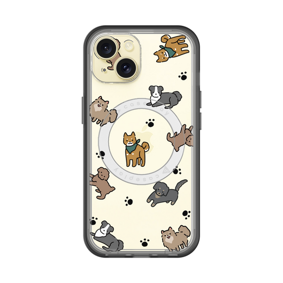 スリムプロテクションプレミアムケース with MagSafe［ オリジナル - CASEPLAYイヌ総柄 - color ］