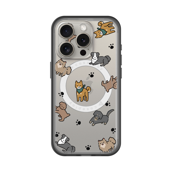 スリムプロテクションプレミアムケース with MagSafe［ オリジナル - CASEPLAYイヌ総柄 - color ］