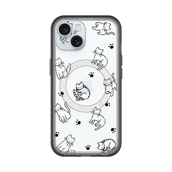 スリムプロテクションプレミアムケース with MagSafe［ オリジナル - CASEPLAYネコ総柄 - black ］