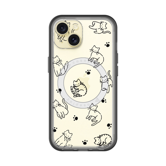 スリムプロテクションプレミアムケース with MagSafe［ オリジナル - CASEPLAYネコ総柄 - black ］