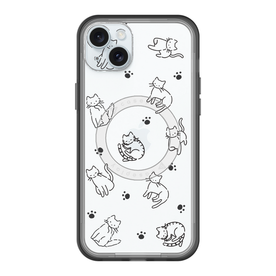 スリムプロテクションプレミアムケース with MagSafe［ オリジナル - CASEPLAYネコ総柄 - black ］