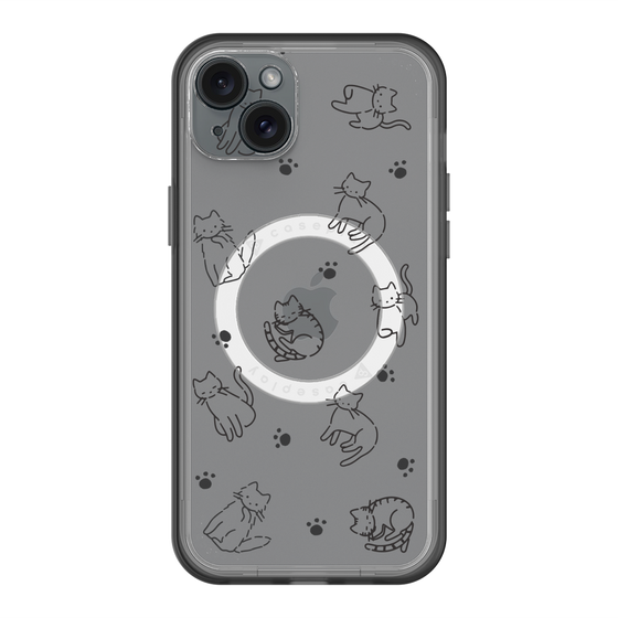 スリムプロテクションプレミアムケース with MagSafe［ オリジナル - CASEPLAYネコ総柄 - black ］