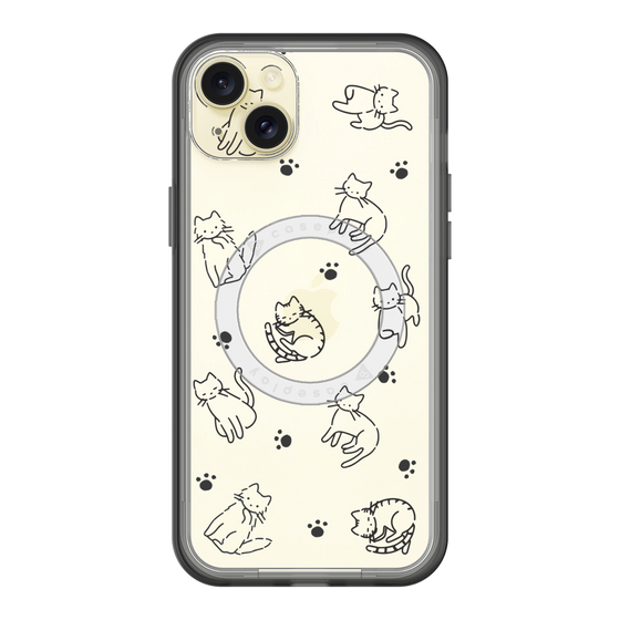 スリムプロテクションプレミアムケース with MagSafe［ オリジナル - CASEPLAYネコ総柄 - black ］