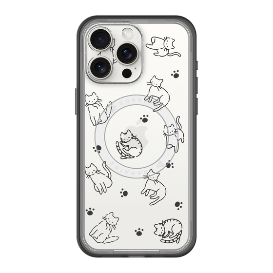 スリムプロテクションプレミアムケース with MagSafe［ オリジナル - CASEPLAYネコ総柄 - black ］
