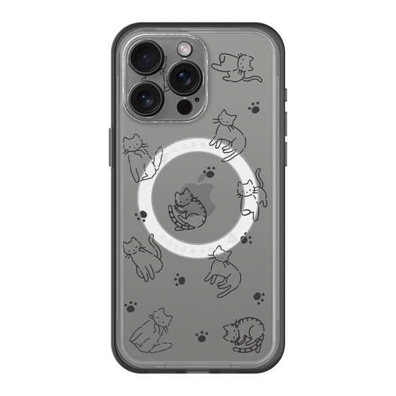 スリムプロテクションプレミアムケース with MagSafe［ オリジナル - CASEPLAYネコ総柄 - black ］