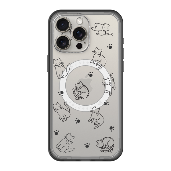 スリムプロテクションプレミアムケース with MagSafe［ オリジナル - CASEPLAYネコ総柄 - black ］