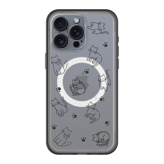 スリムプロテクションプレミアムケース with MagSafe［ オリジナル - CASEPLAYネコ総柄 - black ］