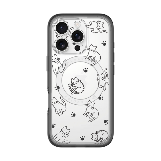 スリムプロテクションプレミアムケース with MagSafe［ オリジナル - CASEPLAYネコ総柄 - black ］