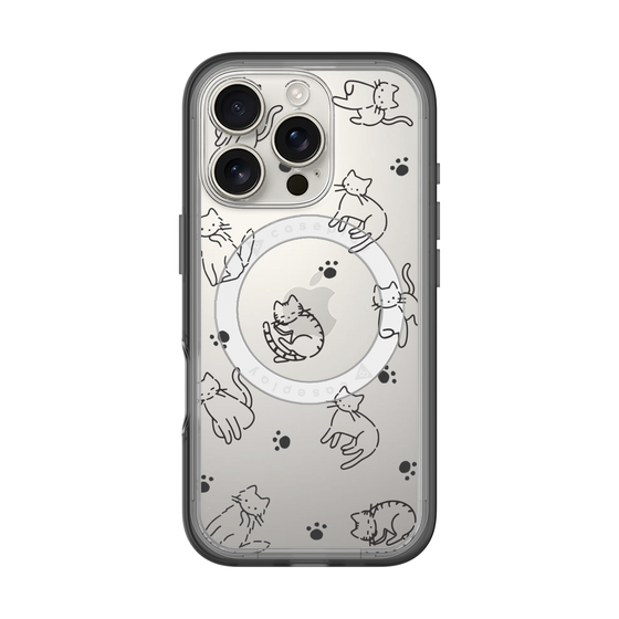 スリムプロテクションプレミアムケース with MagSafe［ オリジナル - CASEPLAYネコ総柄 - black ］