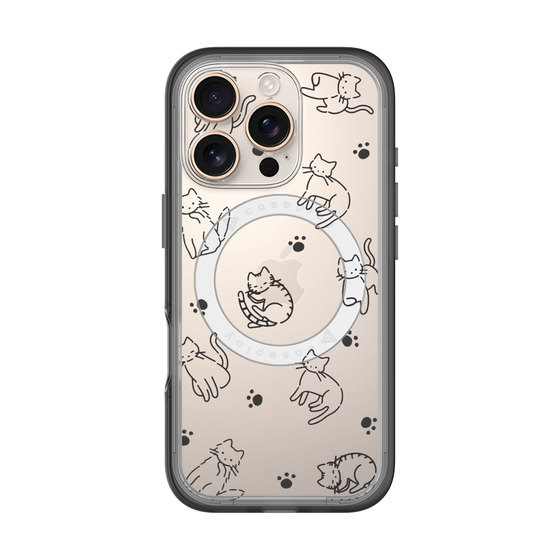 スリムプロテクションプレミアムケース with MagSafe［ オリジナル - CASEPLAYネコ総柄 - black ］
