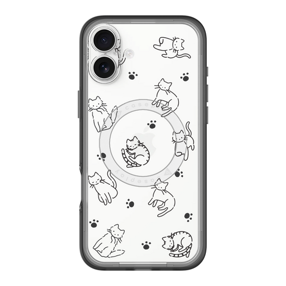 スリムプロテクションプレミアムケース with MagSafe［ オリジナル - CASEPLAYネコ総柄 - black ］