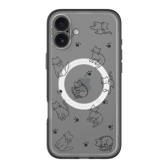 スリムプロテクションプレミアムケース with MagSafe［ オリジナル - CASEPLAYネコ総柄 - black ］