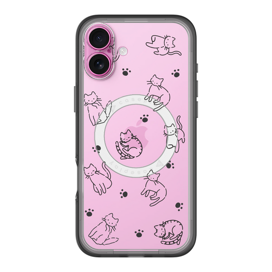 スリムプロテクションプレミアムケース with MagSafe［ オリジナル - CASEPLAYネコ総柄 - black ］