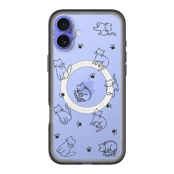 スリムプロテクションプレミアムケース with MagSafe［ オリジナル - CASEPLAYネコ総柄 - black ］