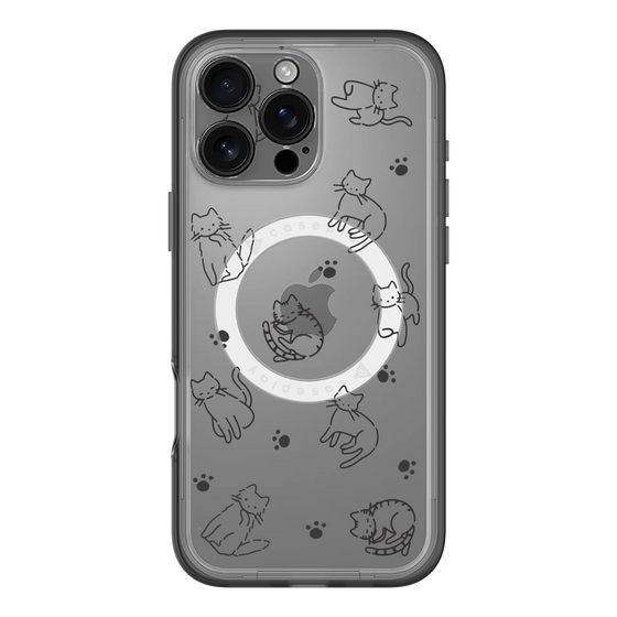 スリムプロテクションプレミアムケース with MagSafe［ オリジナル - CASEPLAYネコ総柄 - black ］