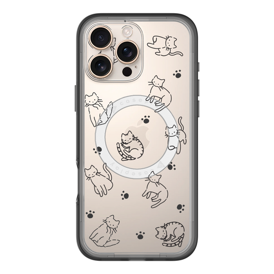 スリムプロテクションプレミアムケース with MagSafe［ オリジナル - CASEPLAYネコ総柄 - black ］
